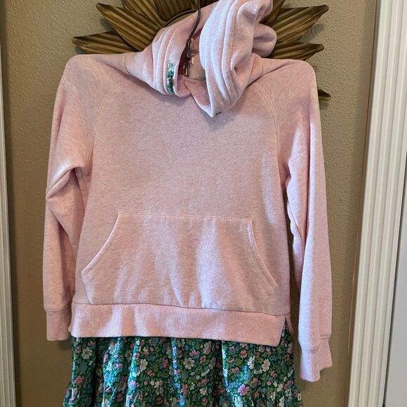 Boden Girls Pink Hooded Green Flower Lined Dress New Condition Girls size 7/8 - Picture 2 of 13